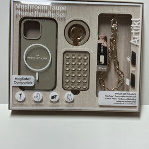 Arttkl IPhone 16 Wristlet Set MagSafe Grip Ring Suction Holder Gold Chain strap